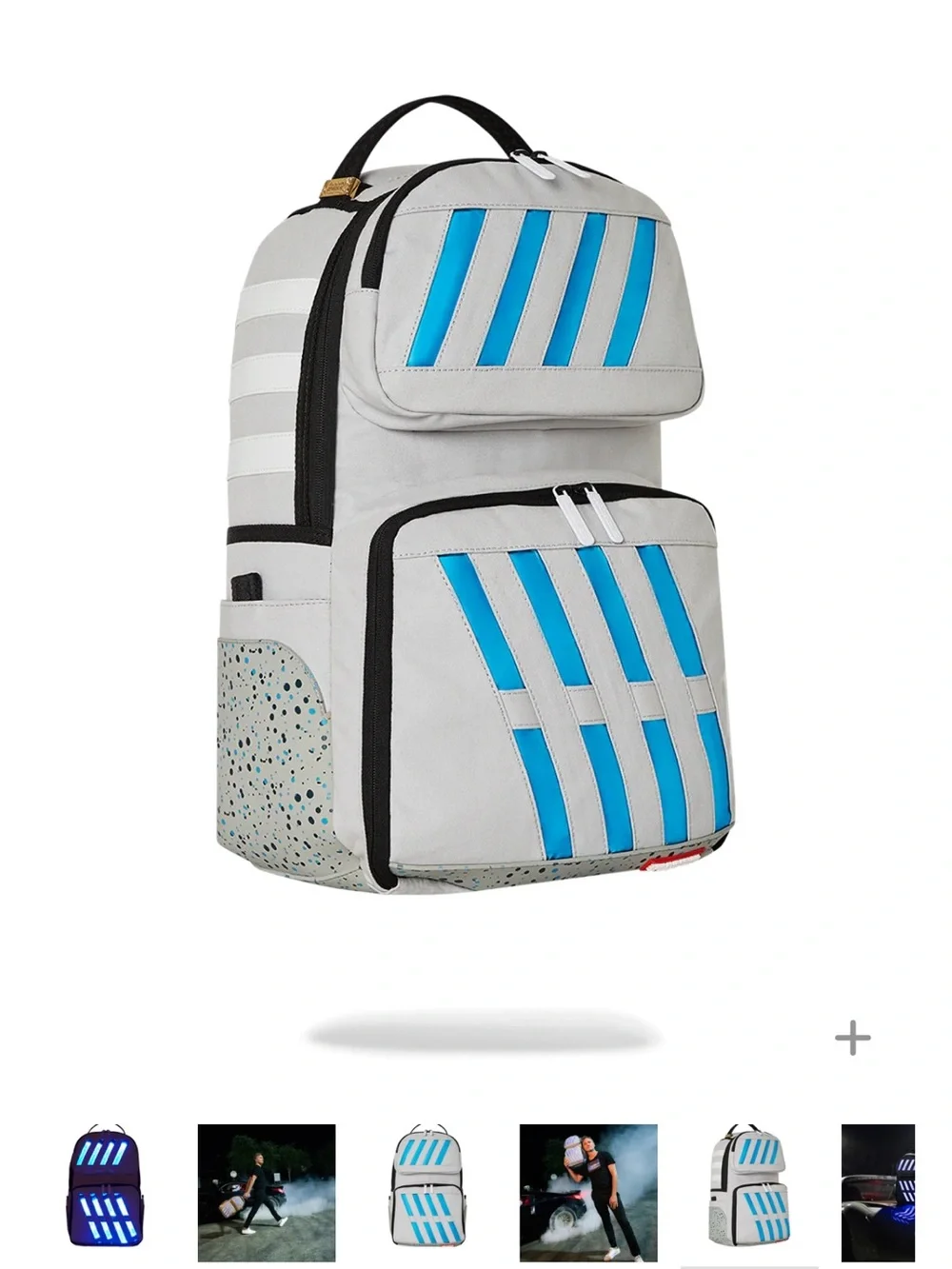 Sprayground Black Backpack with Blue LED Stripes (FIRM PRICE)